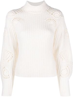 Vince crochet-knit mock neck sweater - White