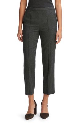 Vince Crop Pleated Brushed Wool Blend Pull-On Pants in Heather Charcoal