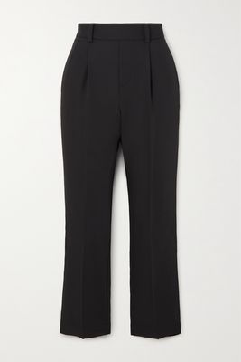 Vince - Cropped Jersey Tapered Pants - Black