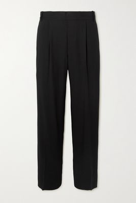 Vince - Cropped Pleated Twill Straight-leg Pants - Black
