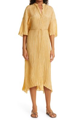 Vince Crushed Satin Dress in Wheat
