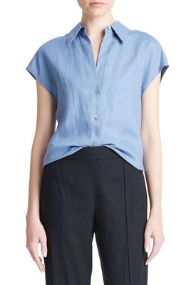 Vince Dolman Sleeve Linen Shirt in Azure Gem