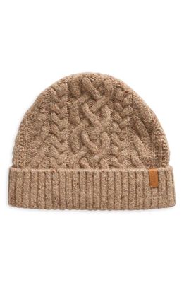 Vince Donegal Cable Stitch Cashmere Beanie in Camel