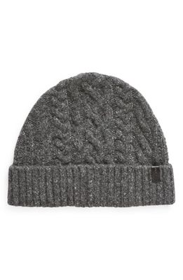 Vince Donegal Cable Stitch Cashmere Beanie in Charcoal