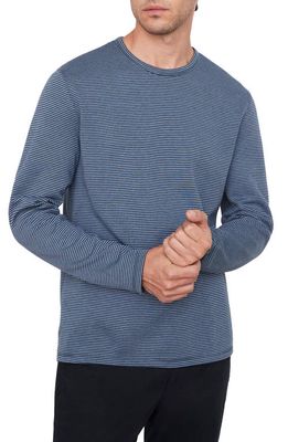 Vince Double Stripe Long Sleeve T-Shirt in Colony Blue/H White