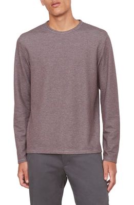 Vince Double Stripe Long Sleeve T-Shirt in Med H Grey/Beet Root