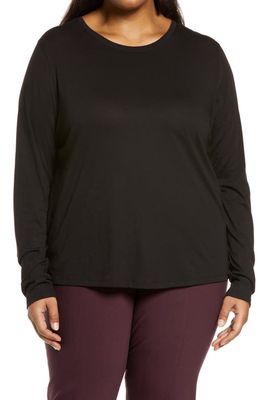 Vince Essential Long Sleeve Pima Cotton Top in Black