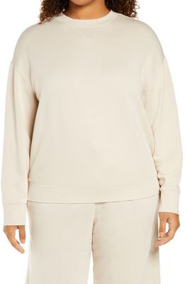 Vince Essential Relaxed Pullover Cotton Sweatshirt in Pale Fawn