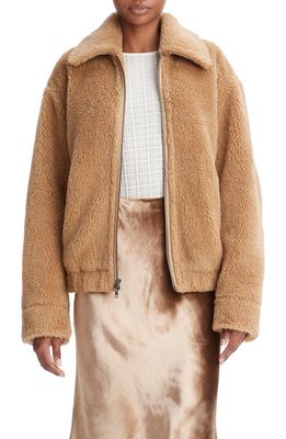 Vince Faux Shearling Bomber Jacket in Sand Shell