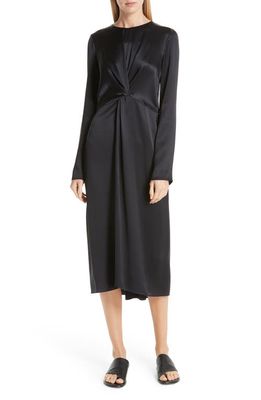 Vince Front and Back Twist Silk Dress in Black