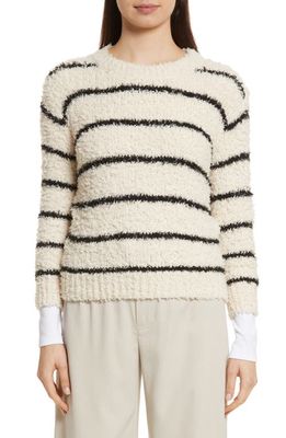 Vince Fuzzy Stripe Sweater in Cream/Black