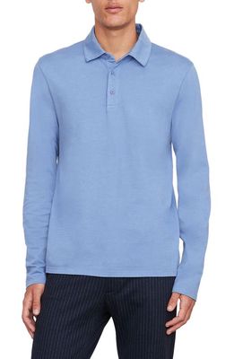 Vince Garment Dyed Long Sleeve Polo in Colony Blue