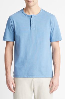 Vince Garment Dyed Short Sleeve Henley in Washed Lake View
