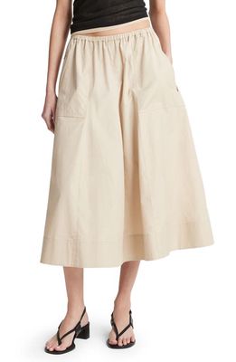 Vince Gathered Cotton Utility Skirt in White Oak