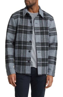 Vince Heavy Knit Plaid Button-Up Shirt Jacket in H Pacific Blue