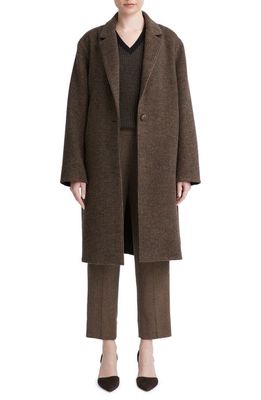 Vince Houndstooth Check Recycled Wool Blend Coat in Black/Camel