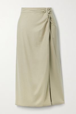 Vince - Knotted Flannel Midi Skirt - Neutrals