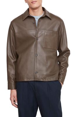 Vince Leather Jacket in Olivewood