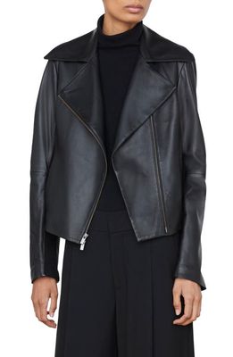 Vince Leather Moto Jacket in Black