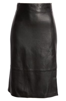 Vince Leather Pencil Skirt in Black