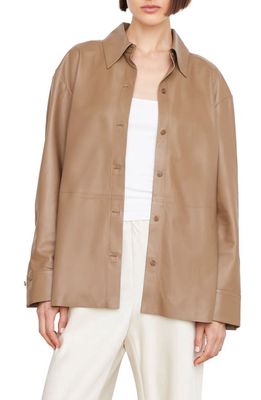 Vince Leather Shirt Jacket in Tapenade