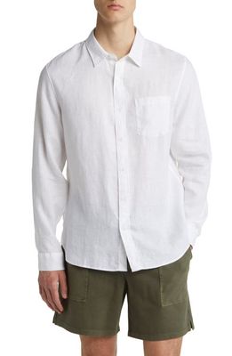 Vince Linen Button-Up Shirt in Optic White