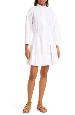 Vince Long Sleeve Cotton Blend Shirtdress in Optic White