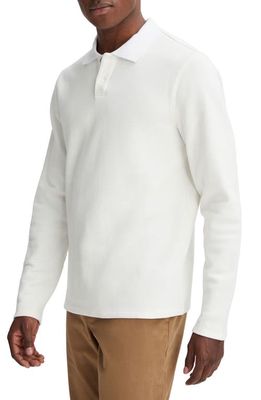 Vince Long Sleeve Cotton Piqué Polo in Off White