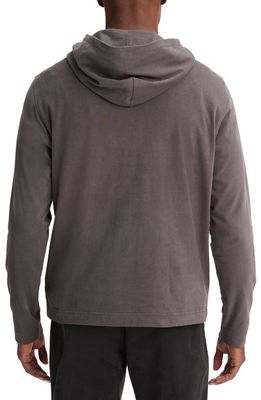 Vince Long Sleeve Sueded Jersey Hoodie in Anchor Grey