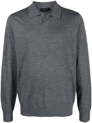 Vince long-sleeved fine-knit polo shirt - Grey