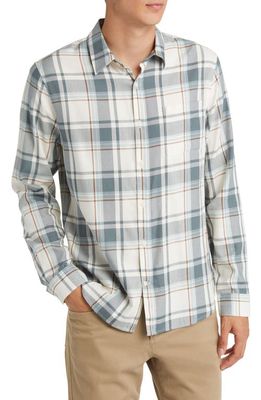 Vince Manchester Plaid Button-Up Shirt in Bone/Dusty Teal