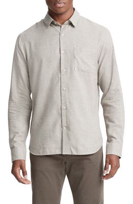 Vince Mendocino Houndstooth Long Sleeve Button-Up Shirt in Stone Beach/Carrillo