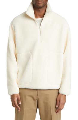 Vince Men's Textured Fleece Half Zip Pullover in Alabaster