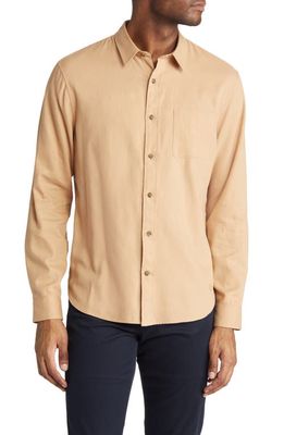 Vince Men's Twill Button-Up Shirt in Saddle