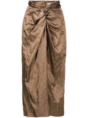 Vince metallic-effect wrapped straight skirt - Brown