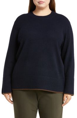 Vince Monogram Easy Cashmere Crewneck Sweater in Coastal/Walnut