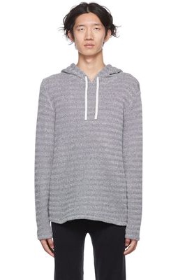 Vince Off-White & Navy Loose Knit Hoodie