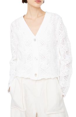 Vince Open Stitch Cardigan in Optic White