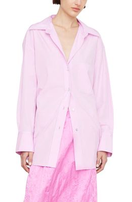 Vince Oversize Cotton Button-Up Shirt in Rosea
