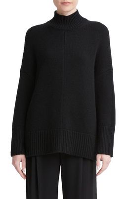 Vince Oversize Wool & Cashmere Turtleneck Tunic Sweater in Black