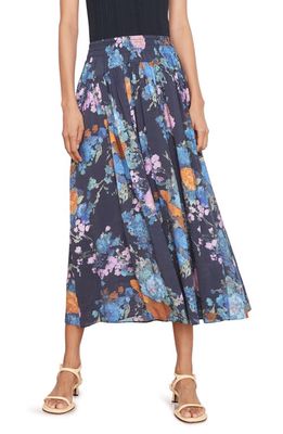 Vince Painted Bouquet Smock Waist Skirt in Coastal