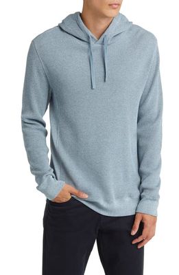 Vince Pima Cotton Mouliné Thermal Hoodie in High Sea/Off White