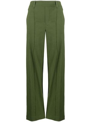 Vince pintuck-detailing linen-blend trousers - Green