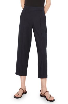 Vince Pintuck Tapered Crop Linen Blend Trousers in Marina