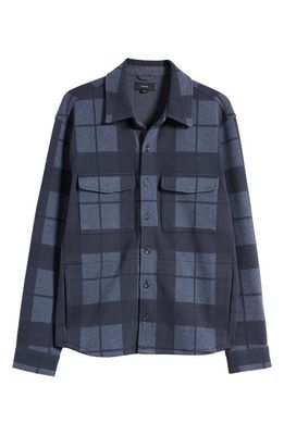 Vince Plaid Print Button-Up Shirt Jacket in Coastal/Washed Ink
