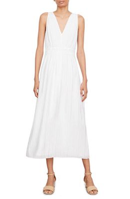 Vince Pleated Double V-Neck Dress in Off White