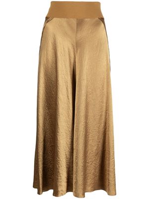 Vince pleated ribbed-trim skirt - Gold