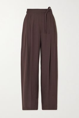 Vince - Pleated Twill Wide-leg Pants - Brown