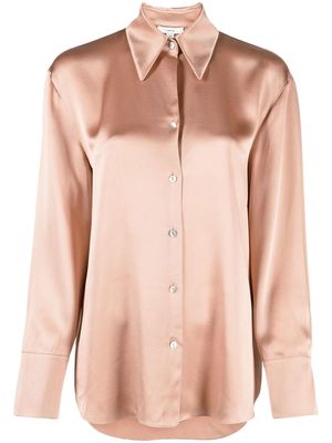 Vince pointed-collar button-front silk shirt - Pink