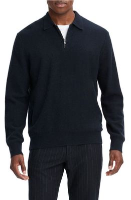 Vince Quarter Zip Boiled Cashmere Sweater in Coastal